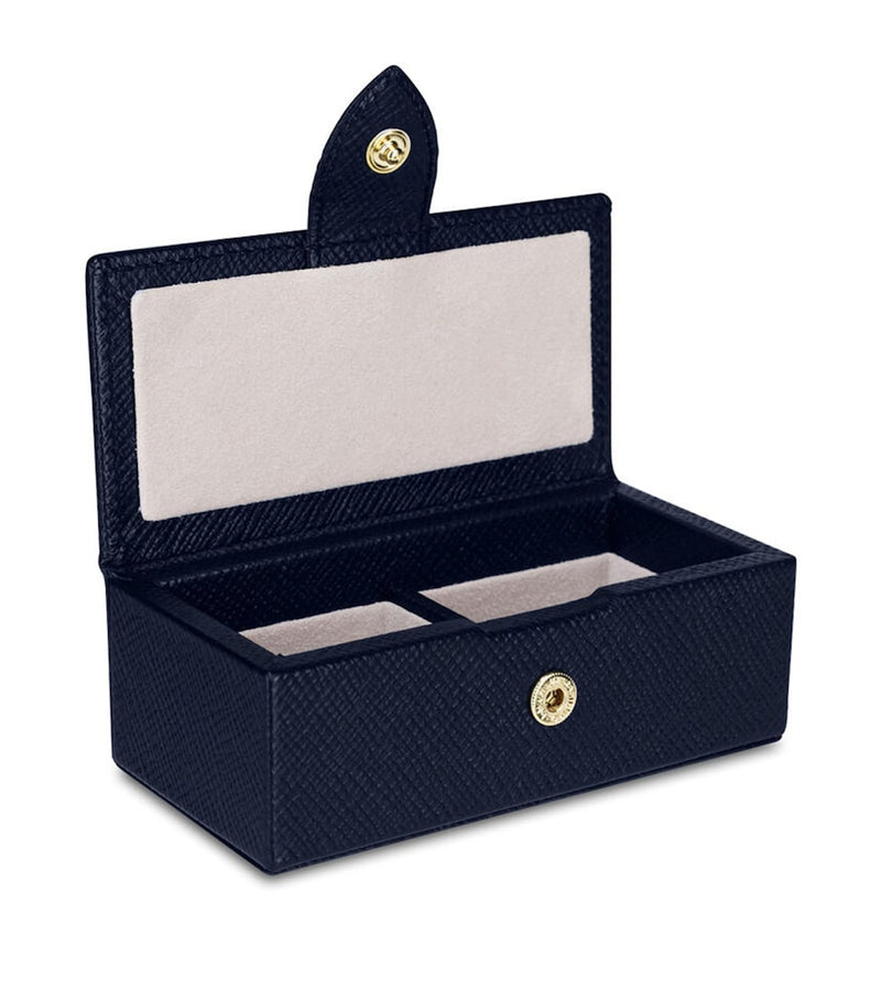 Smythson leather Panama cufflink box, UK version