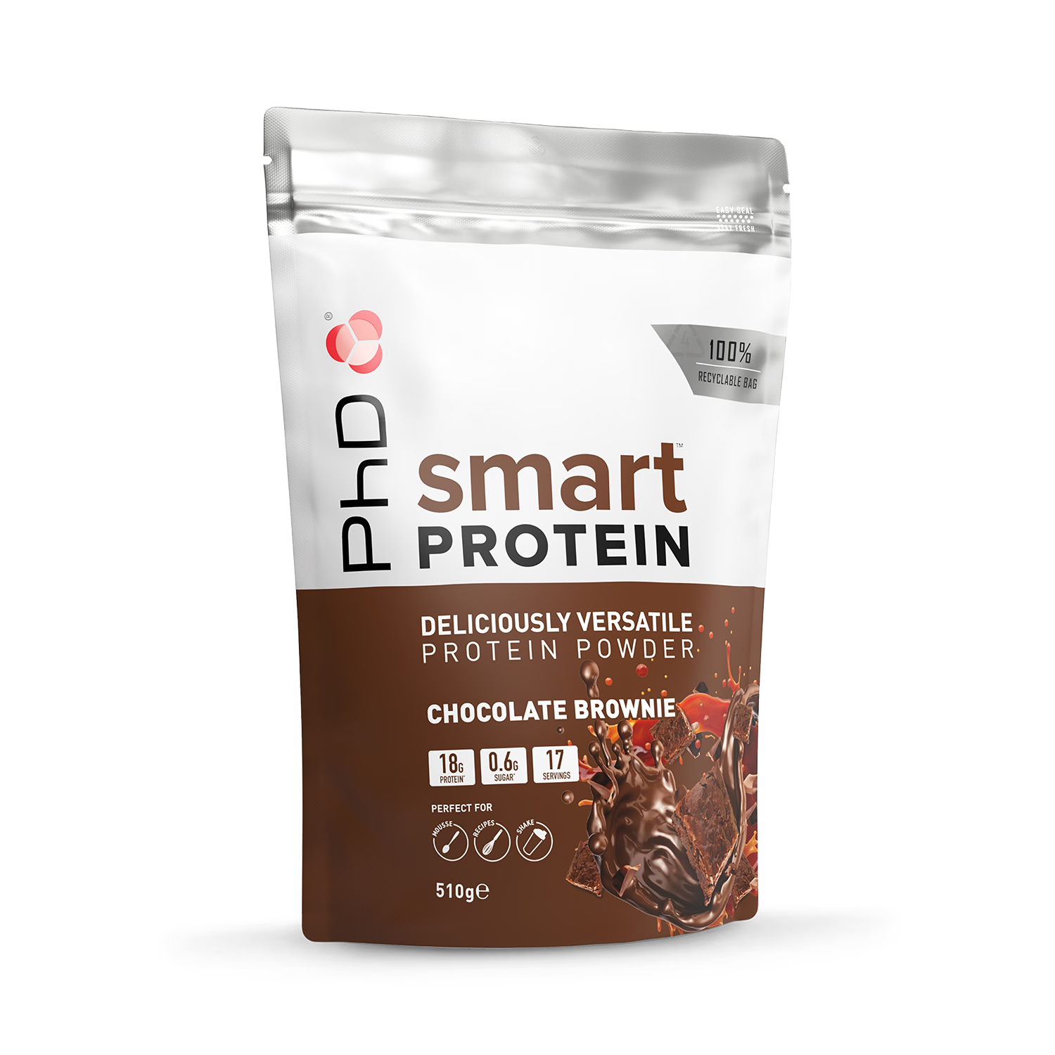 PhD Nutrition Smart Protein Chocolate Brownie 510g, imported from the UK