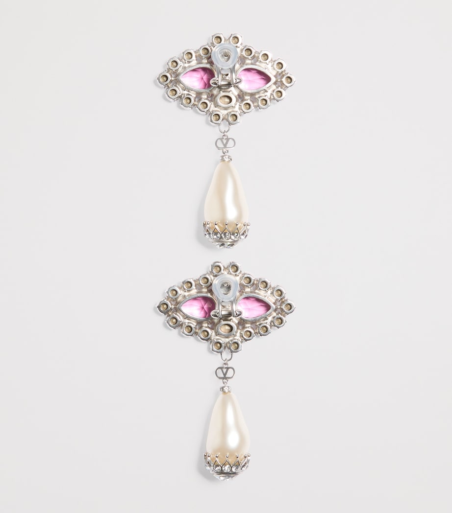 Valentino Garavani crystal drop earrings silver-tone bronze, imported from the UK