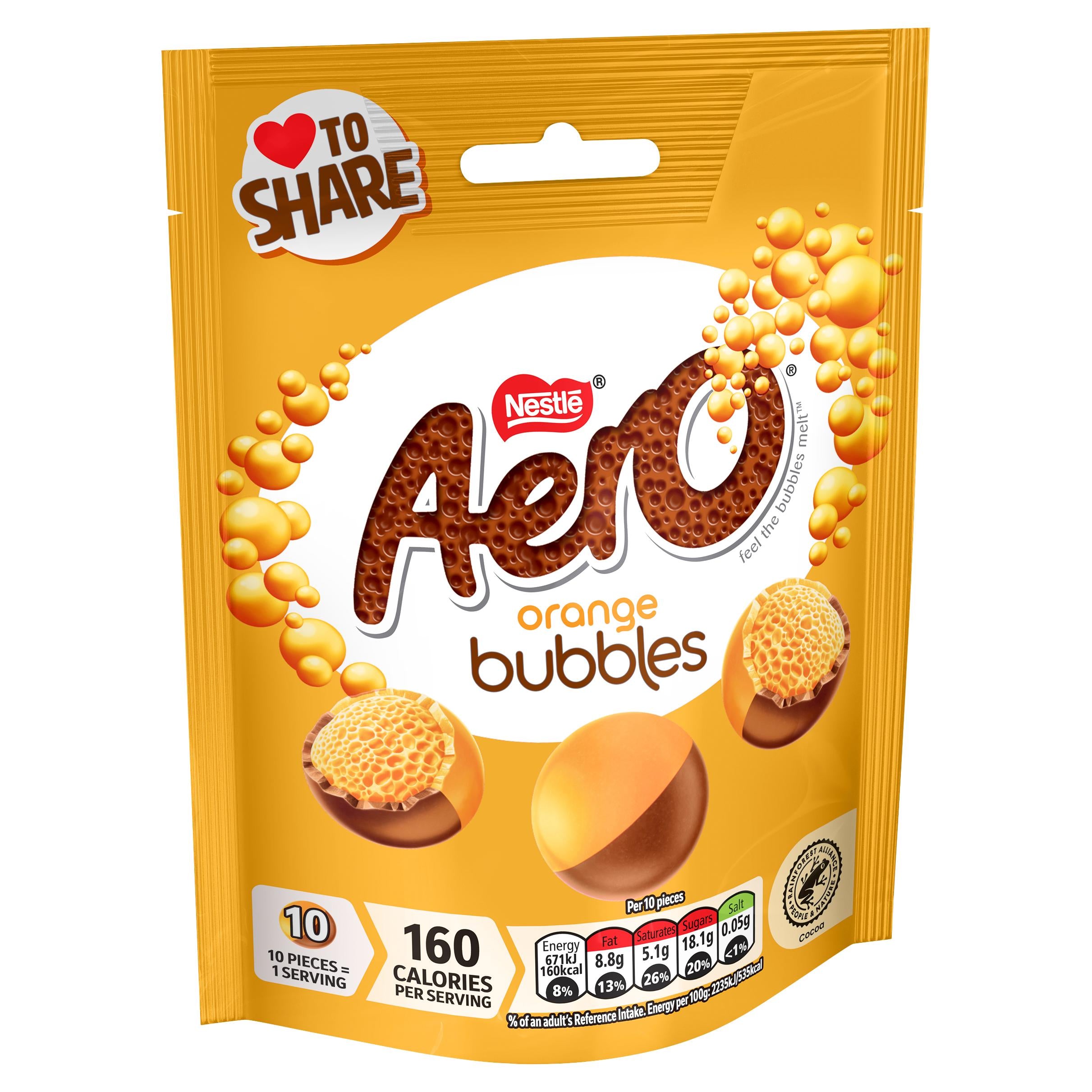 Aero Bubbles Orange milk chocolate sharing bag 92g - British product