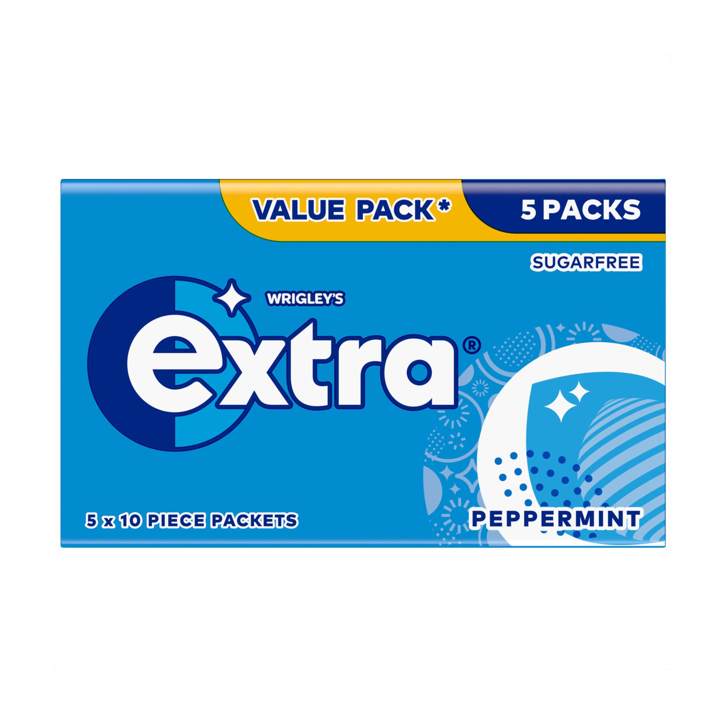 Extra Peppermint Sugarfree Chewing Gum Pieces Multipack 5x10 GOODS Sainsburys   