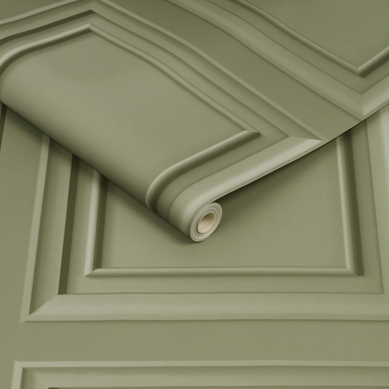 Sage Green Wood Panel Wallpaper 52cm x 10m Roll - British product