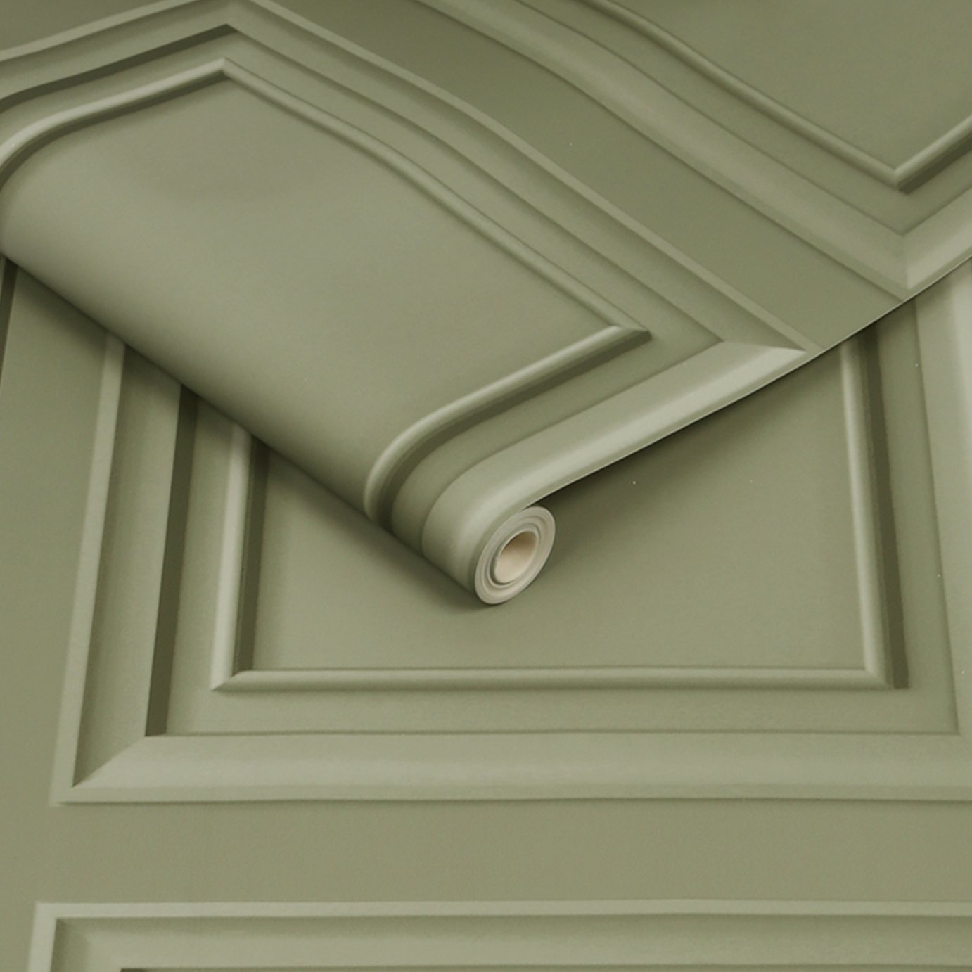 Sage Green Wood Panel Wallpaper 52cm x 10m Roll - British product