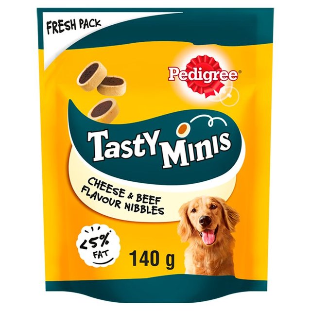 Pedigree Tasty Minis Cheese & Beef Nibbles Dog Treats   140g