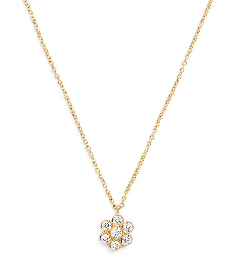 Sophie Bille Brahe yellow gold and diamond fleur necklace (British brand)