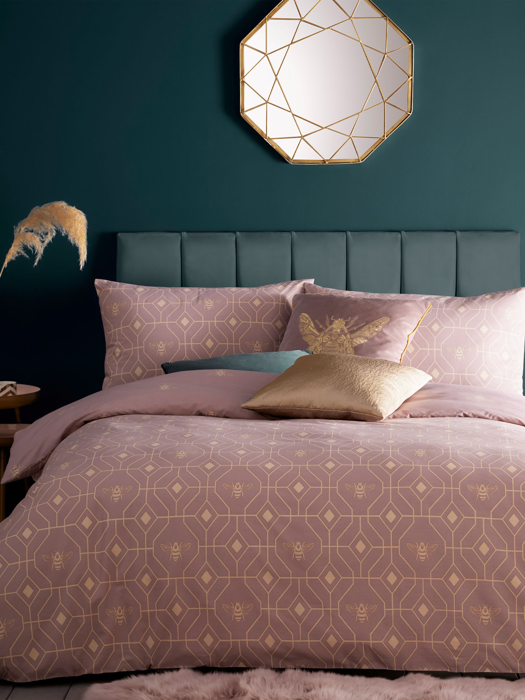 Furn Blush Pink Bee Deco reversible duvet cover set - British product