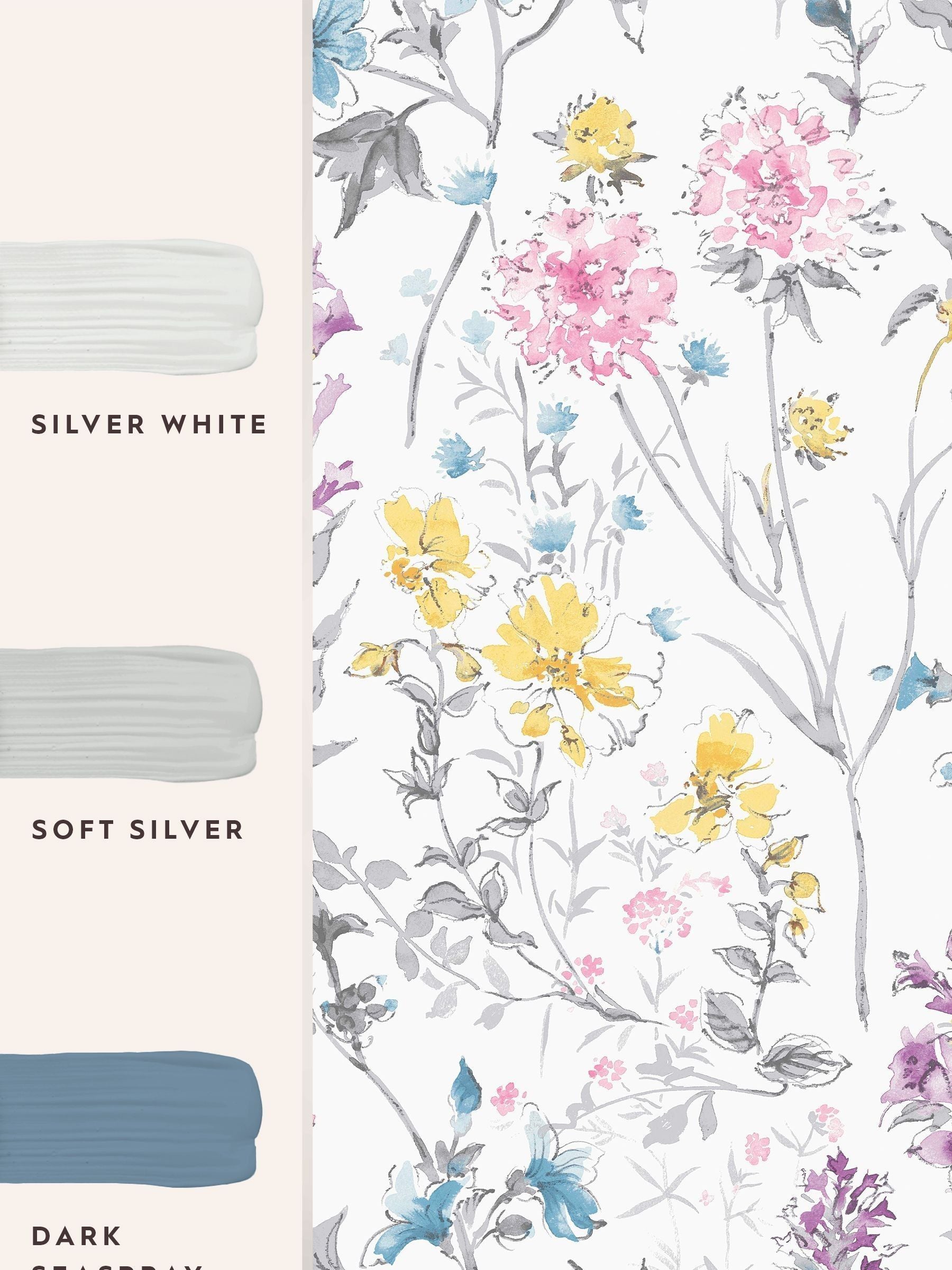 Laura Ashley Wild Meadow floral wallpaper 10m roll (British brand)