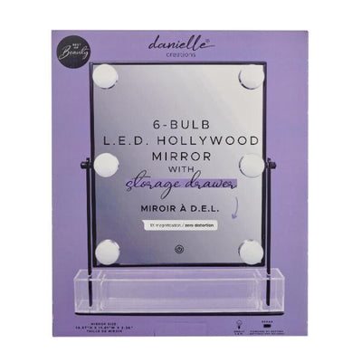 Superdrug Danielle Creations Black Hollywood LED 6 Bulb Makeup Mirror with Storage Drawer- Buy online at McGrocer