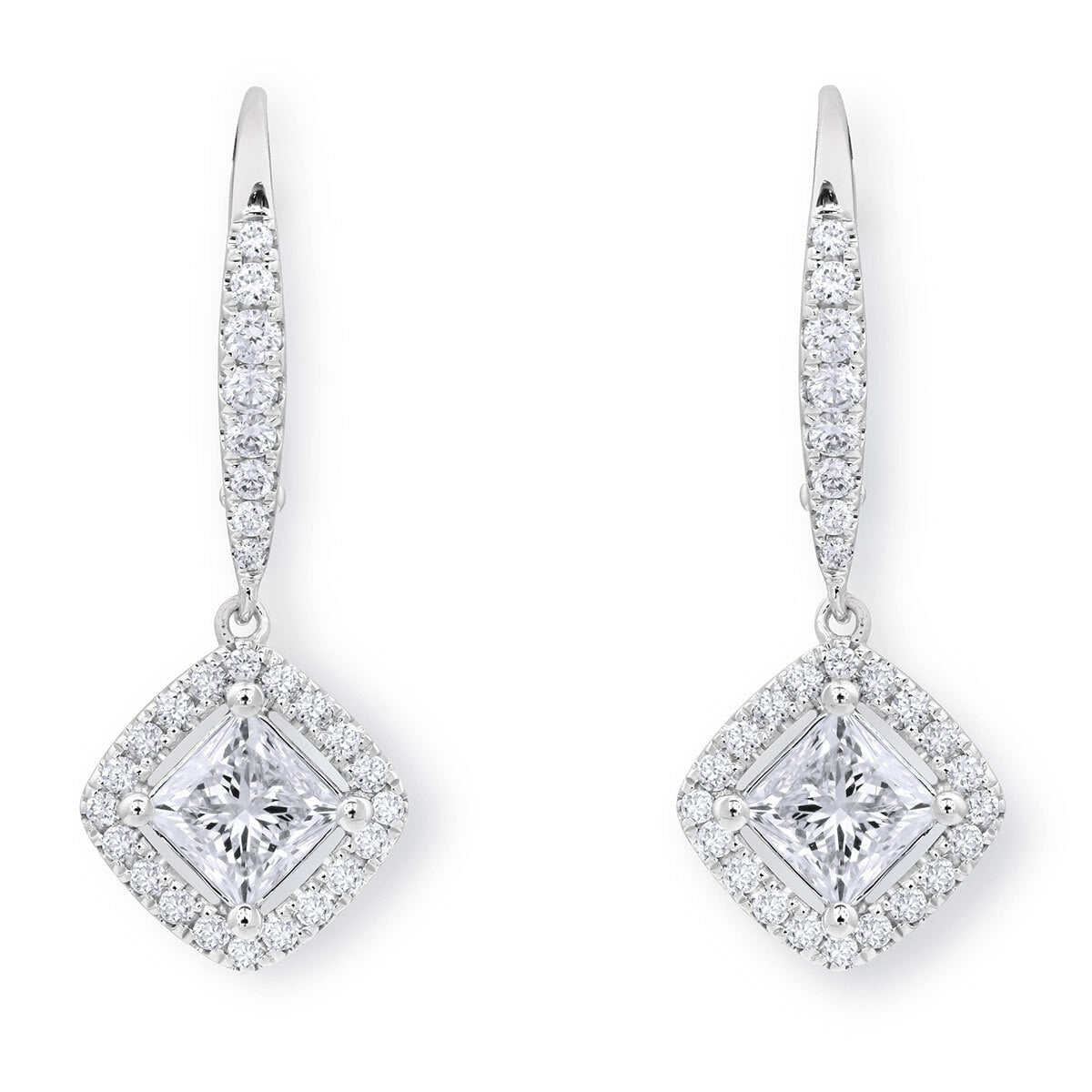 Costco diamond halo earrings princess cut 1.38ctw, UK version