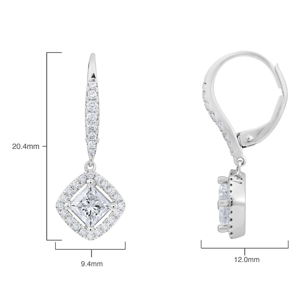 Costco diamond halo earrings princess cut 1.38ctw, UK version
