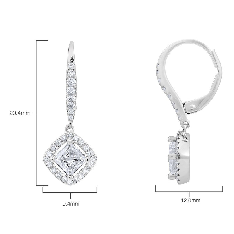 Costco diamond halo earrings princess cut 1.38ctw, UK version