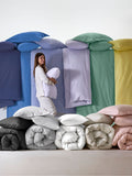 White easy care polycotton plain duvet cover and pillowcase set (British brand)