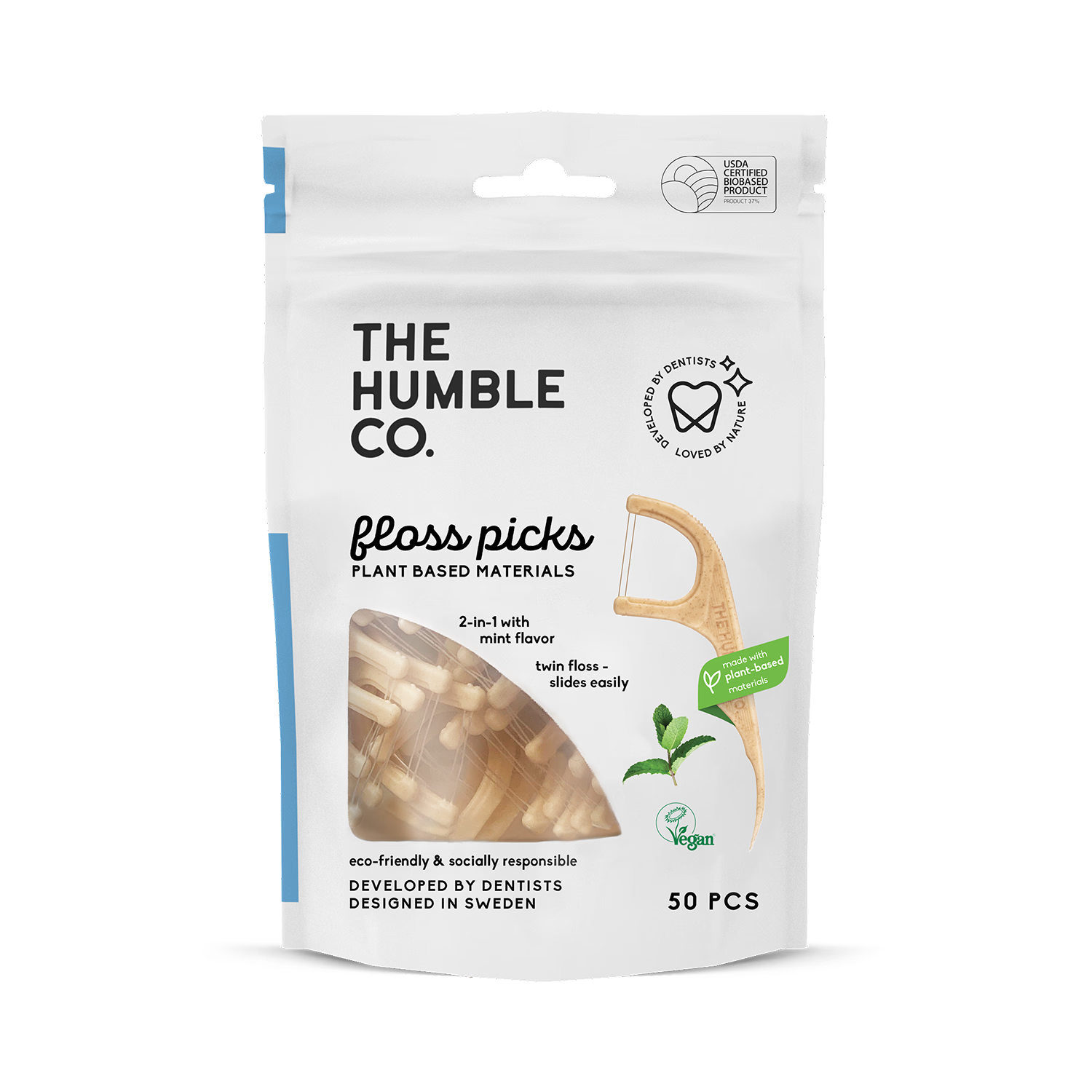 Humble Plant Based Floss Picks Mint 50 pieces, UK version
