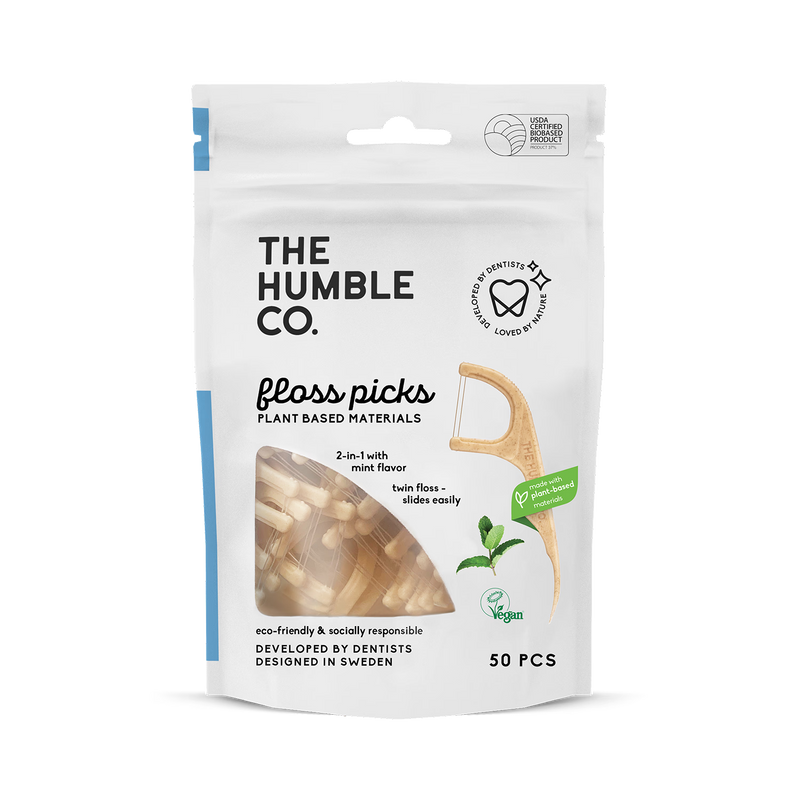 Humble Plant Based Floss Picks Mint 50 pieces, UK version