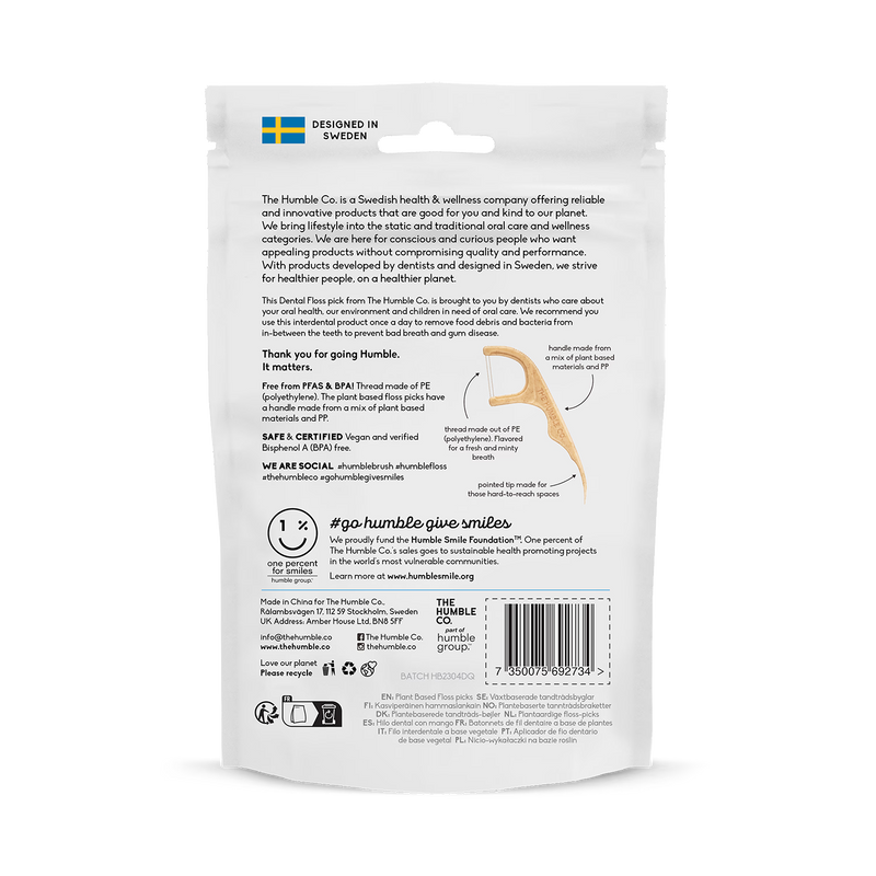 Humble Plant Based Floss Picks Mint 50 pieces, UK version