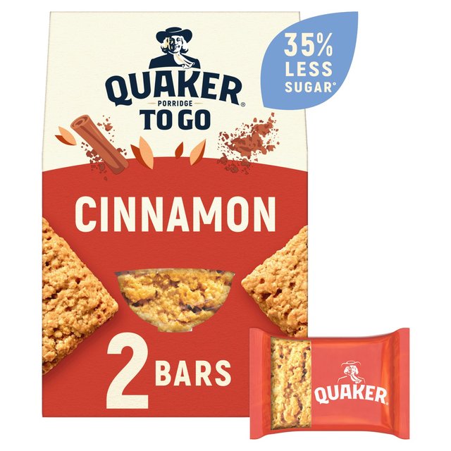 Quaker Porridge To Go Cinnamon Breakfast Bars 55g x    2 per pack Crisps, Nuts & Snacking Fruit M&S   