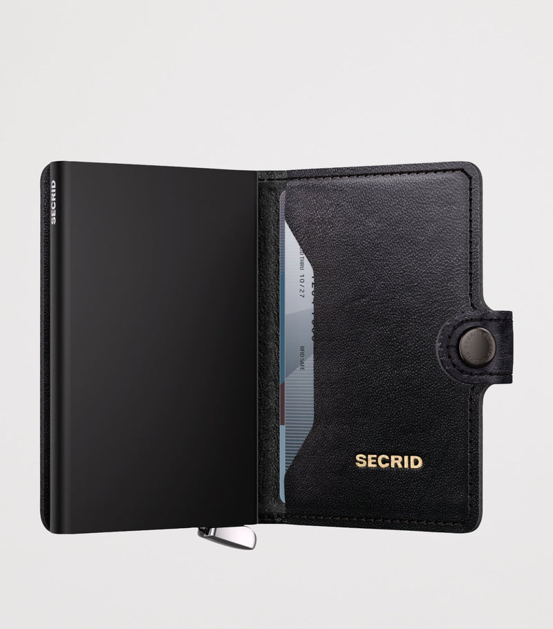 Secrid leather embossed lines miniwallet, imported from the UK