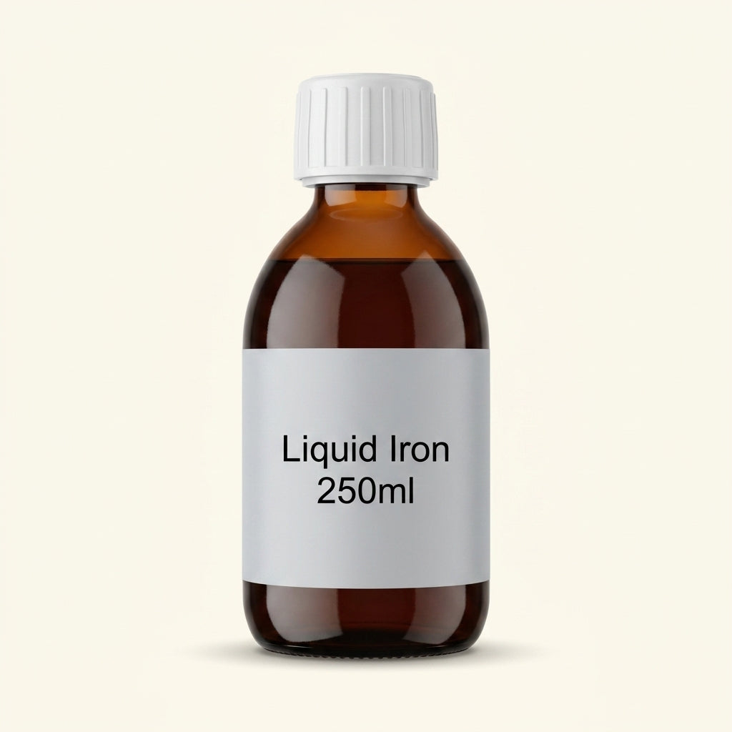 Holland & Barrett iron supplement orange flavour liquid 250ml, UK version