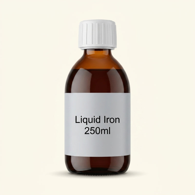 Holland & Barrett iron supplement orange flavour liquid 250ml, UK version