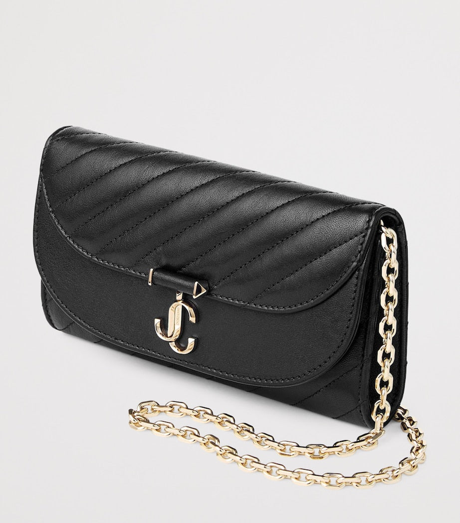 Jimmy Choo quilted leather Curve chain wallet, UK version