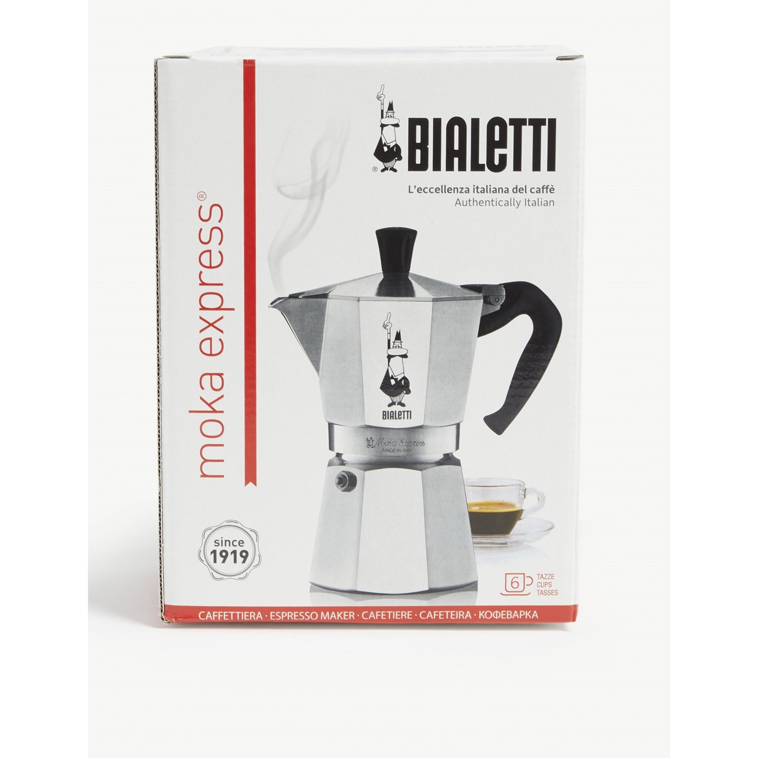 Bialetti Moka Express six-cup coffee pot 420ml, imported from the UK