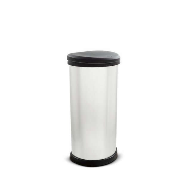 Curver 40L touch top kitchen bin silver - British product