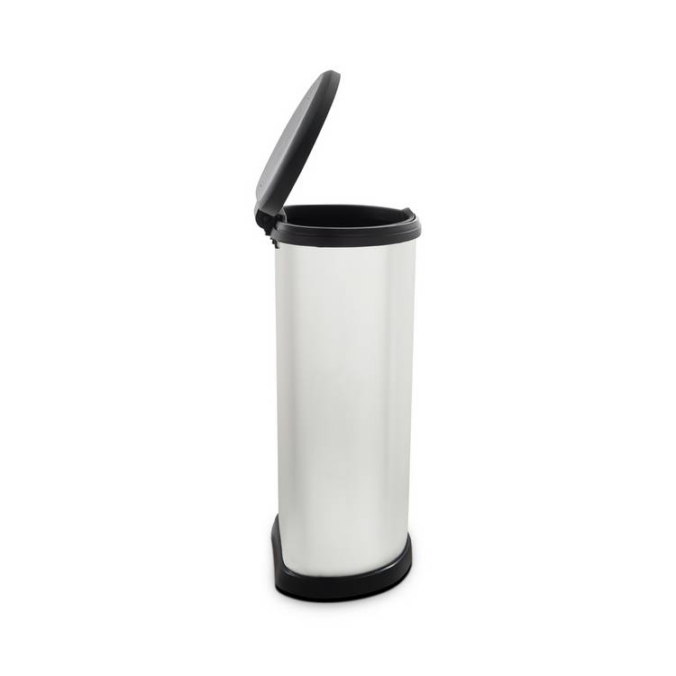 Curver 40L touch top kitchen bin silver - British product