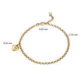 14ct yellow gold heart charm bracelet - British product