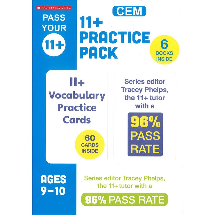 Scholastic 11+ book pack 6 books 60 flashcards, imported from the UK