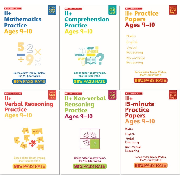 Scholastic 11+ book pack 6 books 60 flashcards, imported from the UK