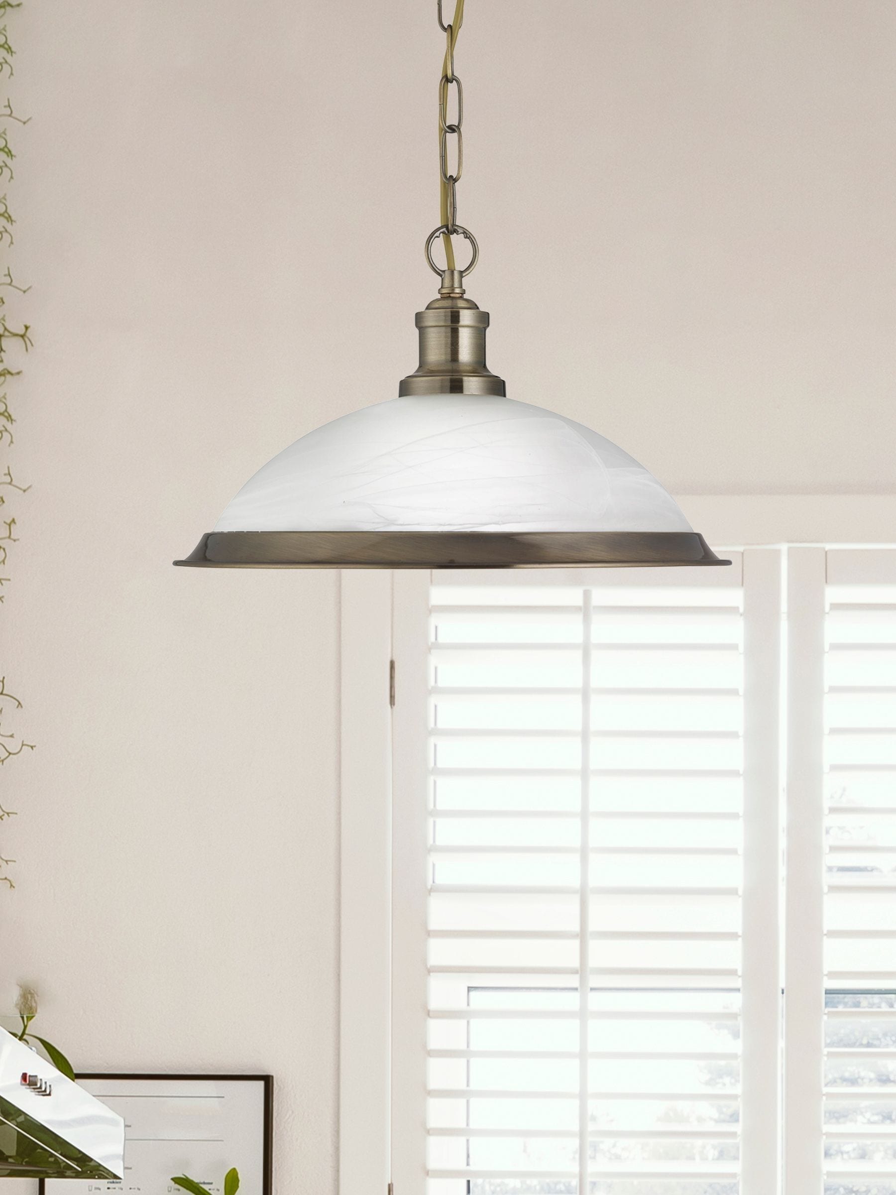 Searchlight Antique Brass Honeysuckle pendant ceiling light (British brand)