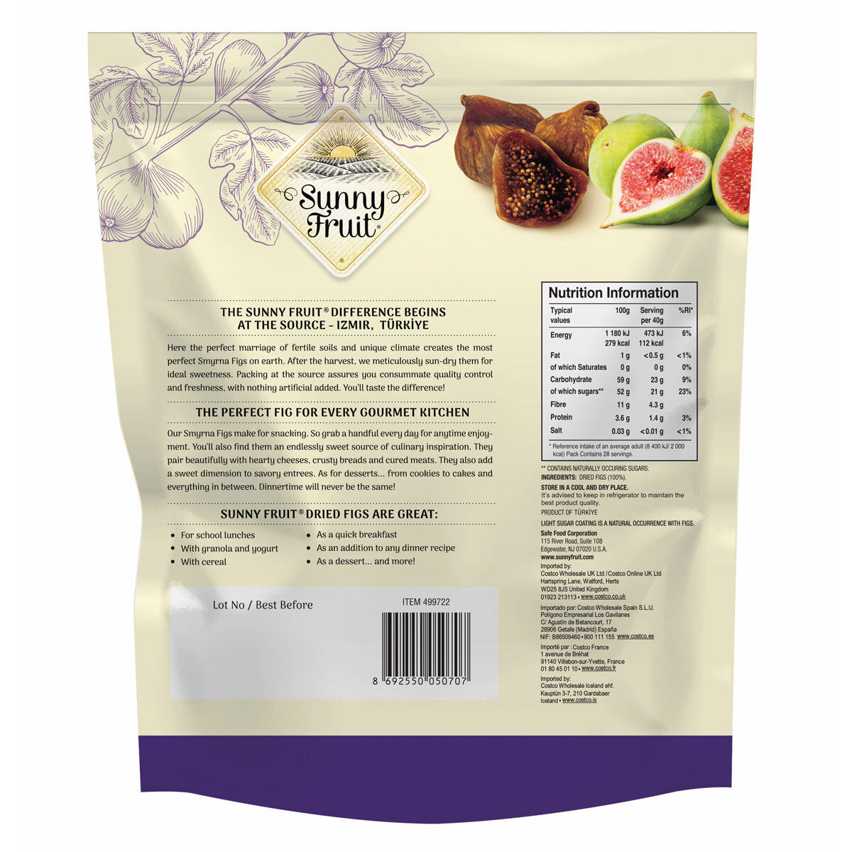 Sunny Fruit Dried Figs, 1.13kg GOODS Costco UK