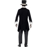 Smiffys zombie groom costume, black jacket, waistcoat, trousers, top hat (British brand)