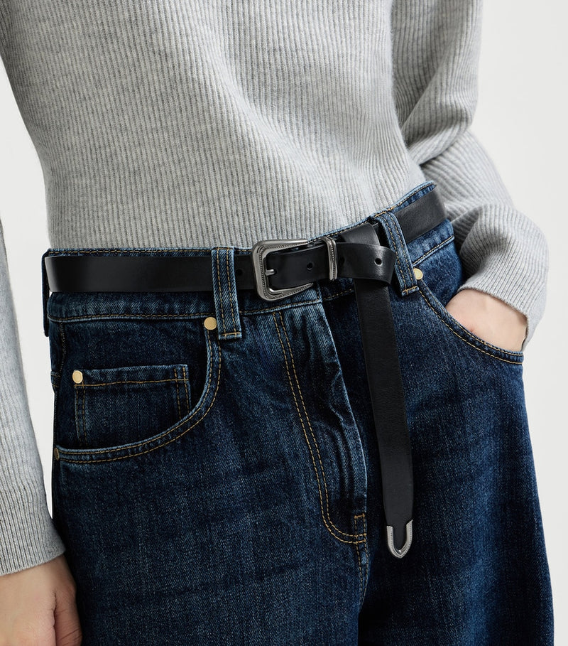 Brunello Cucinelli calfskin belt with Western buckle (British brand)