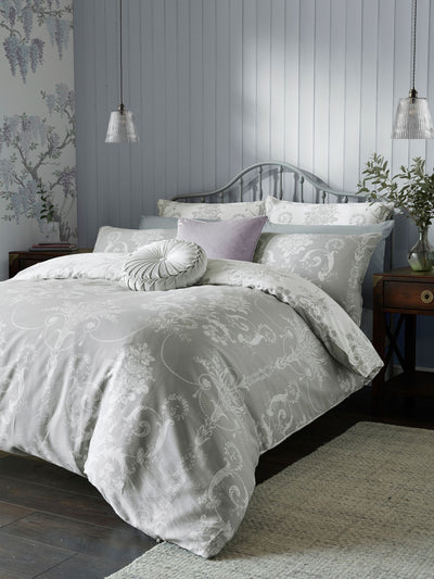 Next Laura Ashley Grey Steel Josette Reversible Duvet Cover and Pillowcase Set- Buy online at McGrocer