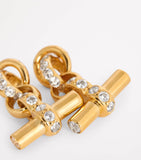 Tilly Sveaas gold-plated crystal T-bar earrings, UK version