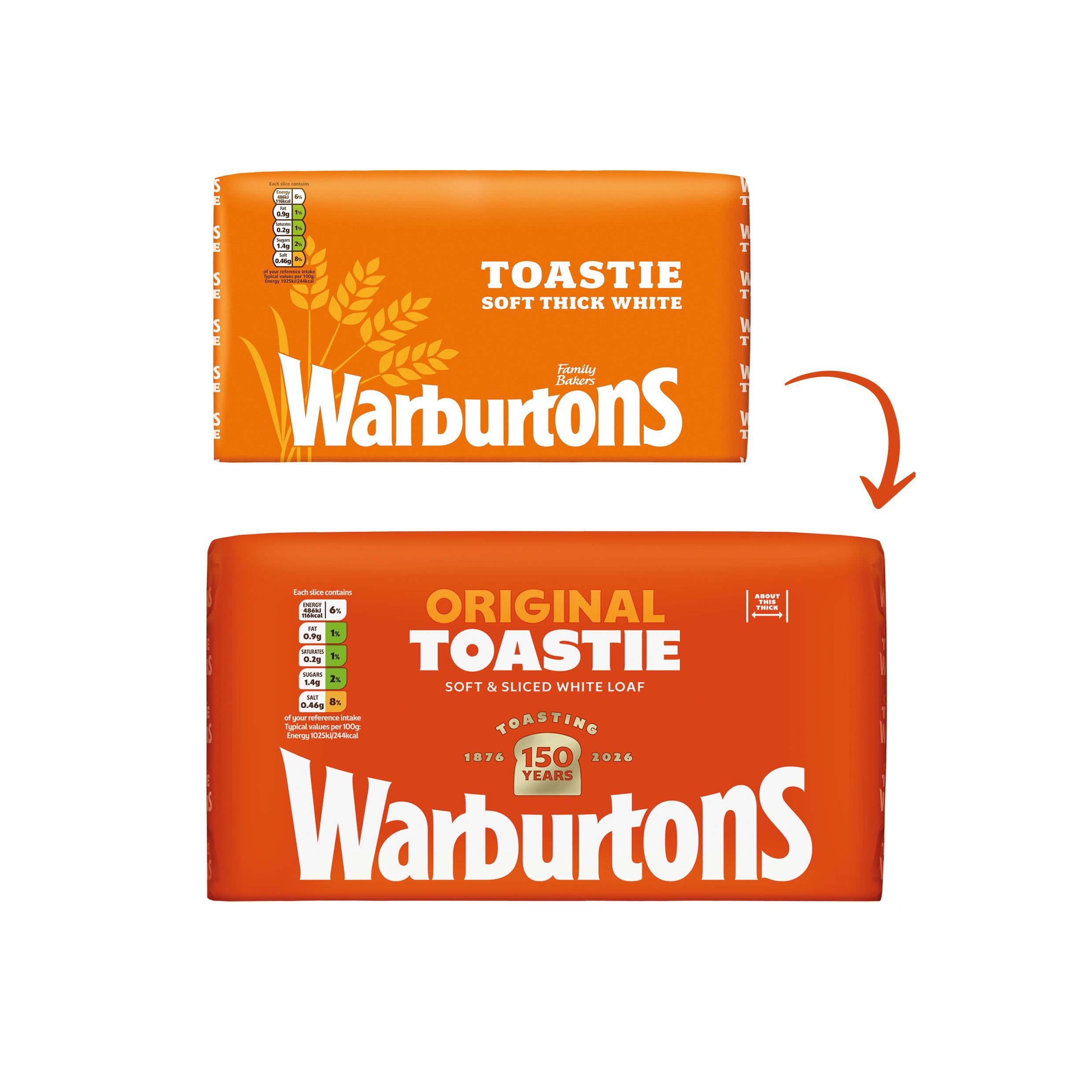 Warburtons Toastie thick sliced white bread 800g (British brand)