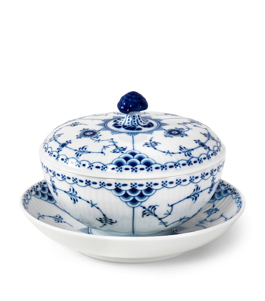 Royal Copenhagen porcelain bowl set blue fluted 300ml, imported from the UK