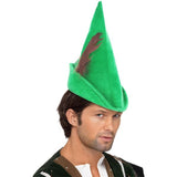 Smiffys deluxe Robin Hood hat green feather, imported from the UK