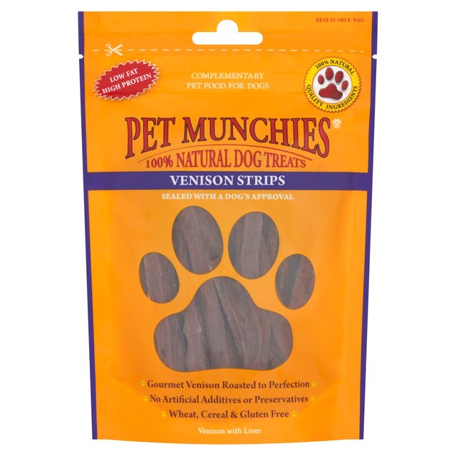 Pet Munchies 100% Natural Strips Venison Dog Treats   75g