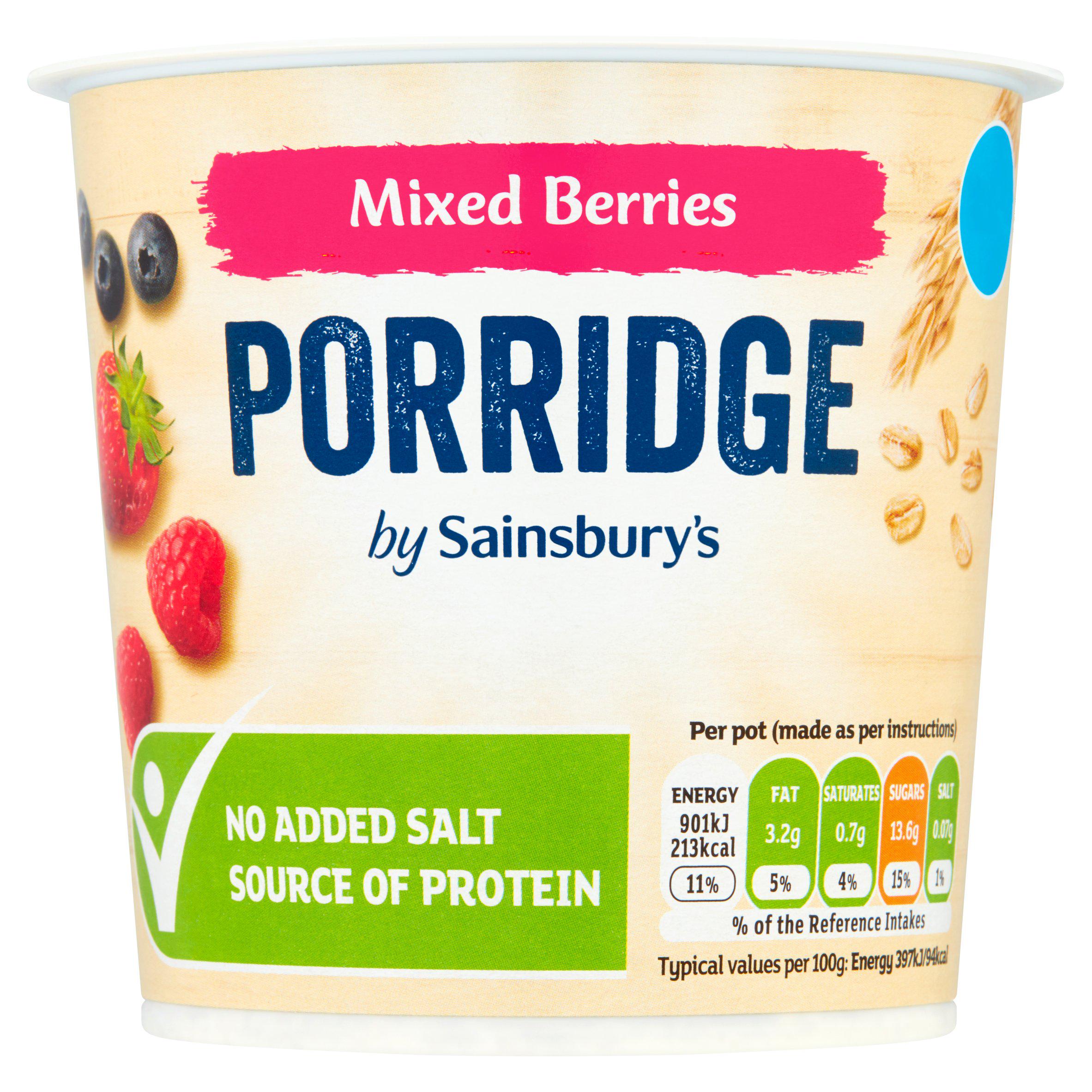 Sainsbury's Mixed Berries Porridge 57g cereals Sainsburys   