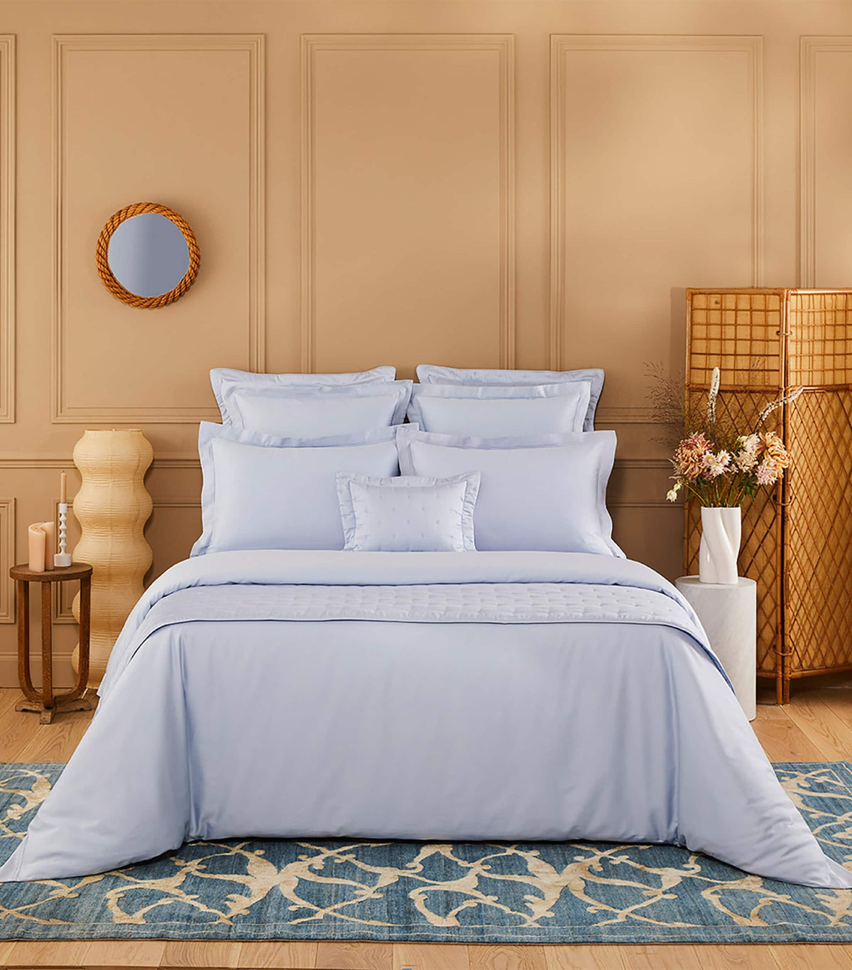 Yves Delorme Triomphe Celeste Double Flat Sheet 240cm x 295cm (British brand)