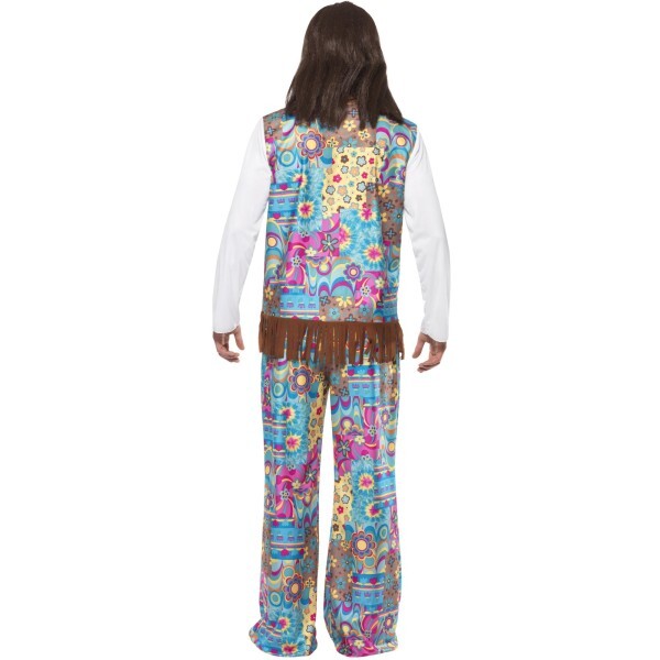 Smiffys groovy hippie costume with top, waistcoat, trousers, headband - British product