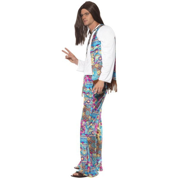 Smiffys groovy hippie costume with top, waistcoat, trousers, headband - British product