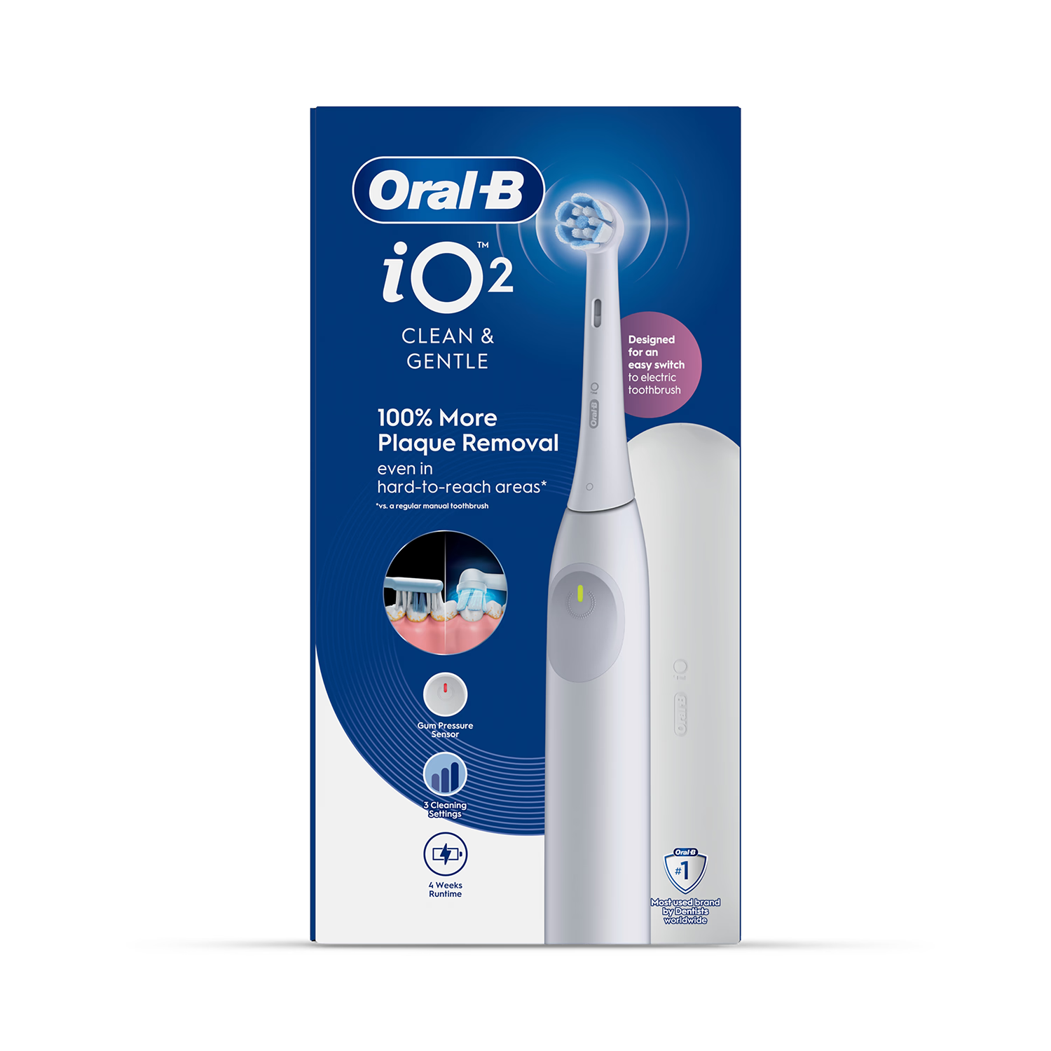 Oral-B iO 2 electric toothbrush white with travel case (British brand)