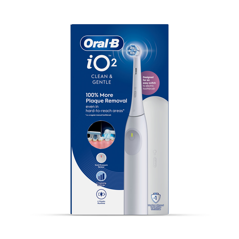 Oral-B iO 2 electric toothbrush white with travel case (British brand)