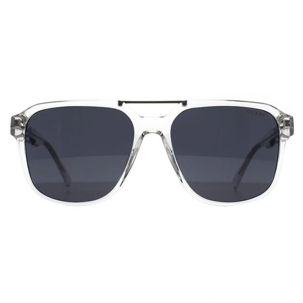 Guess clear frame mirrored sunglasses with blue lenses, UK version