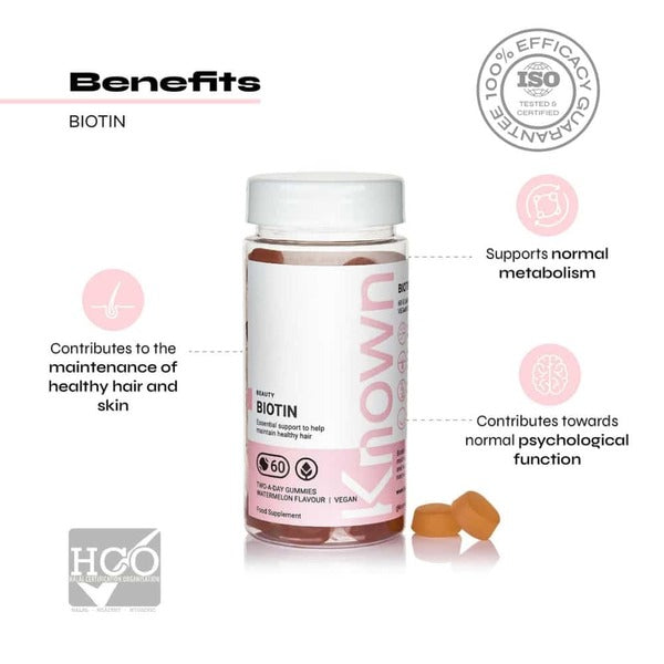 Known Nutrition biotin gummies watermelon, imported from the UK