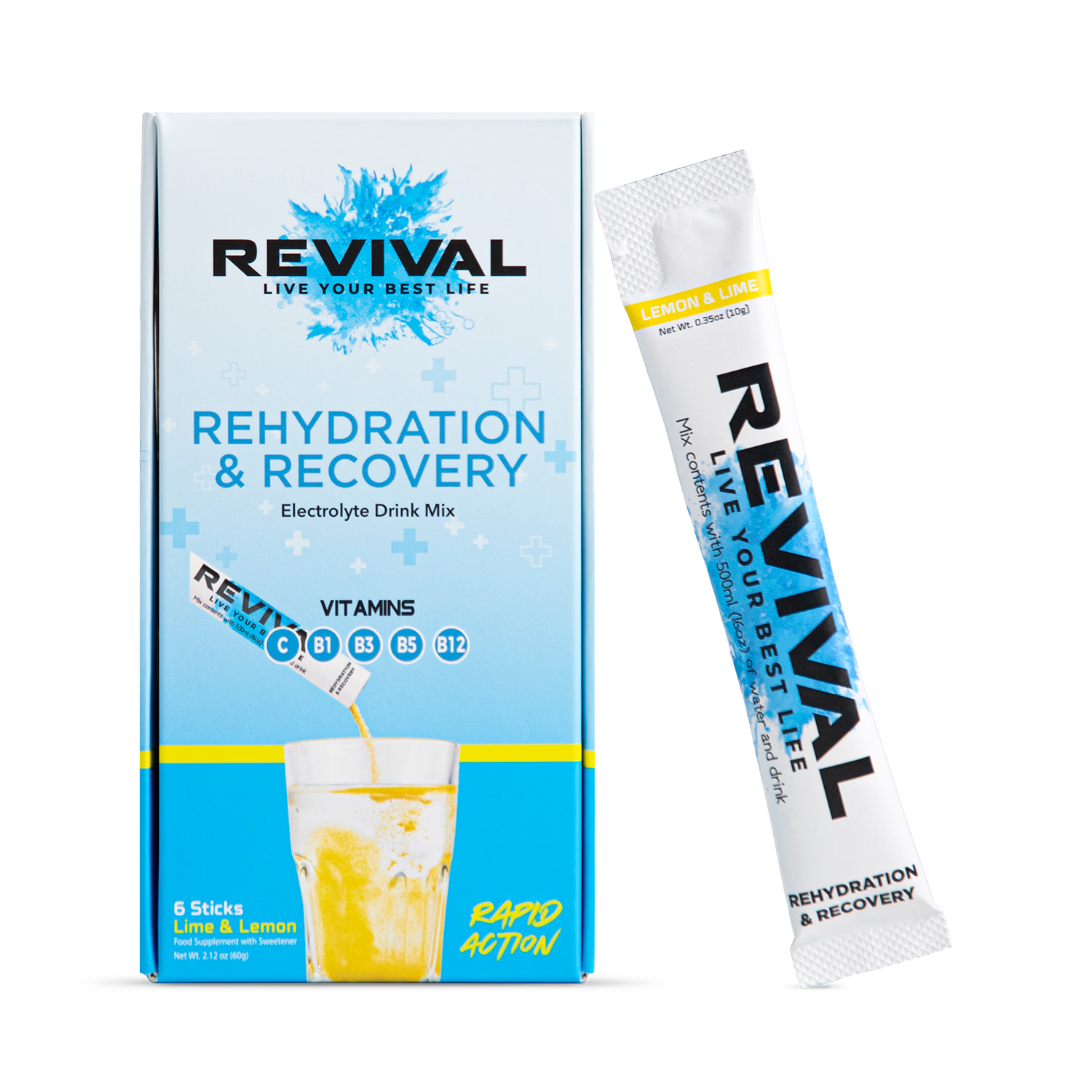 Revival Rehydration Recovery Lemon Lime sachets 6 pack (British brand)