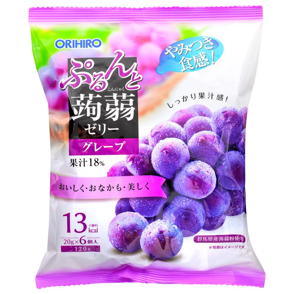 Orihiro konjac jelly in grape flavour (British brand)